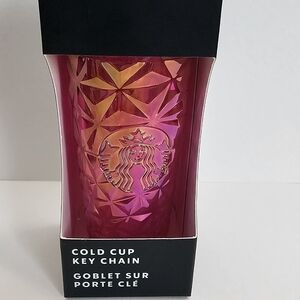 NWT Starbucks keychain ornament- Iridescent Pink diamond pattern